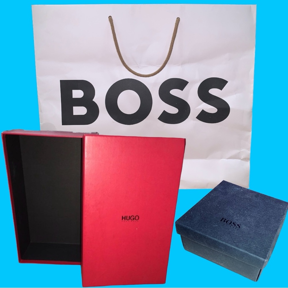 Boss 3 Pc Gift Box Large Shopping Bag Shoes Box Empty Paper